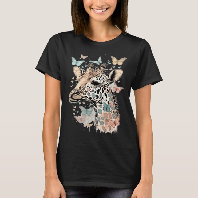 T-shirt Cute Giraffe Men Women Kids (Devant)