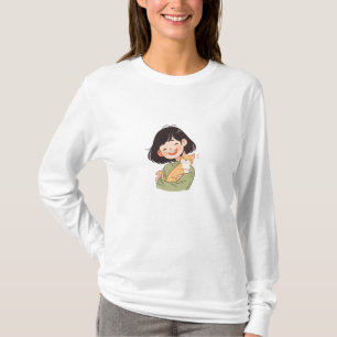 T-shirt Cute Girl Et Son Ami Feline