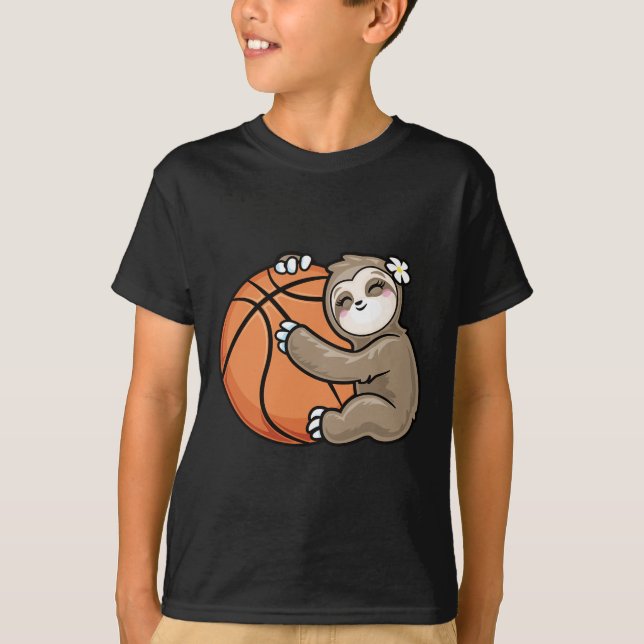 T-shirt Cute Girl Loth Sloth Basketball (Devant)