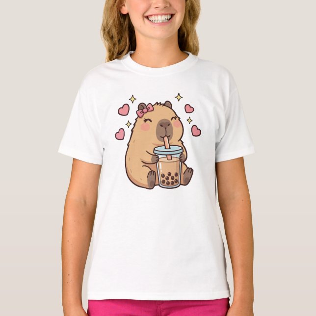 T-shirt Cute Girls Capybara Ramen Kawaii Tea Kawaii Capy  (Devant)