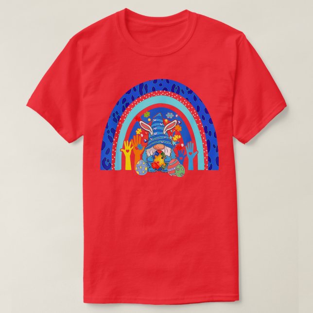T-shirt Cute Gnome Rainbow Leopard Sensibilisation sur l'a (Design devant)