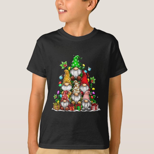 T-shirt Cute Gnomes Christmas Tree Lights Gnomies Gnome Xm (Devant)
