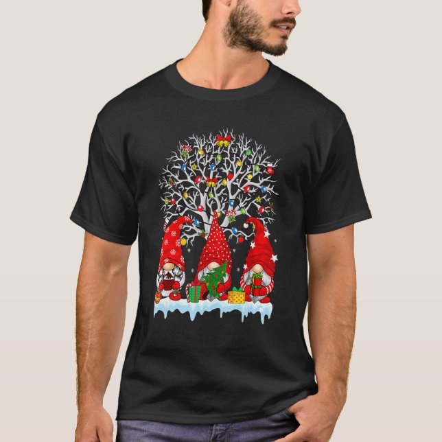 T-shirt Cute Gnomes Merry Christmas Light Family Gnome Xma (Devant)