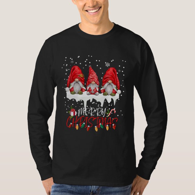 T-shirt Cute Gnomes Merry Christmas Light Family Gnome Xma (Devant)
