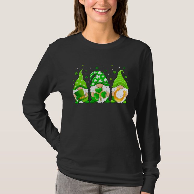 T-shirt Cute Gnomes St Patrick s Day Gnome Shamrock Lucky  (Devant)