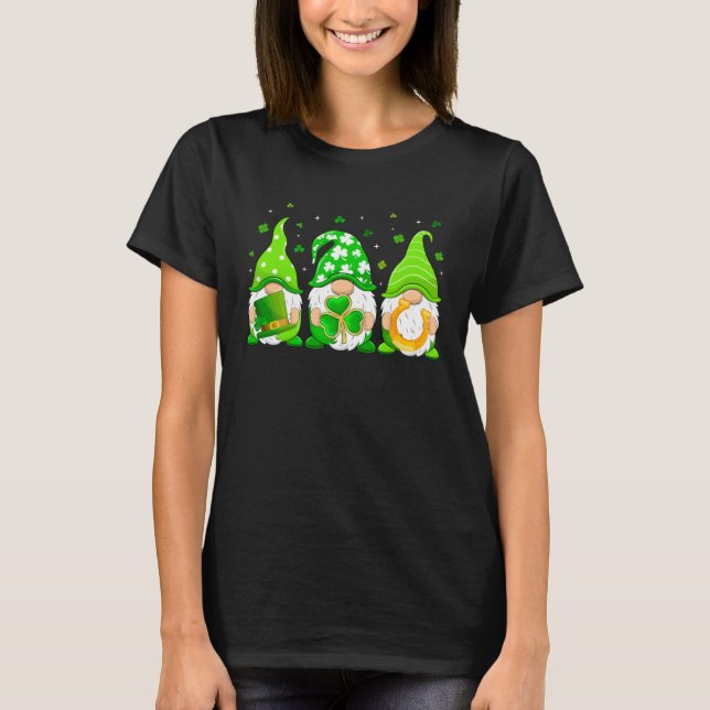 T-shirt Cute Gnomes St Patrick s Day Gnome Shamrock Lucky  (Devant)
