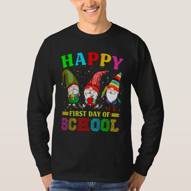 T-shirt Cute Gnomies Happy First Day Of School Back To Sch (Devant)