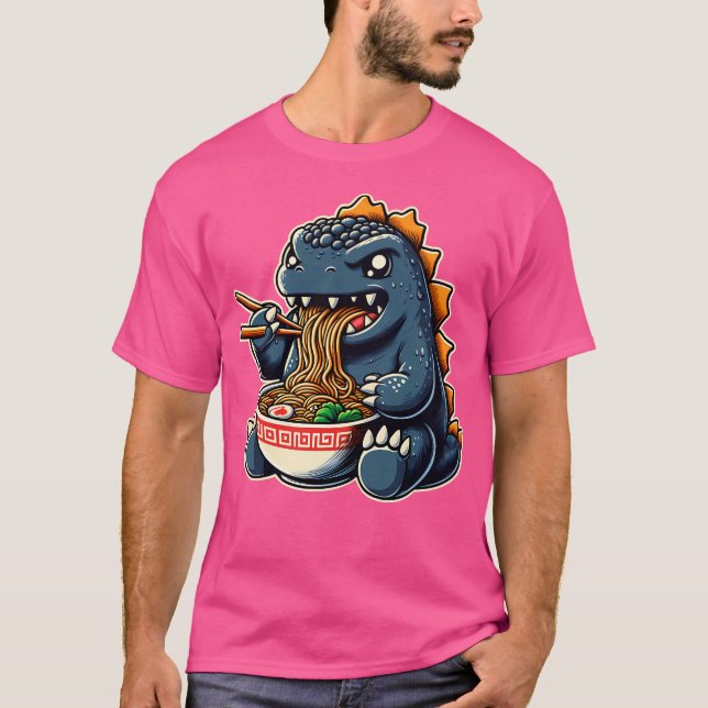 T-shirt Cute Godzilla Manger Ramen (Devant)