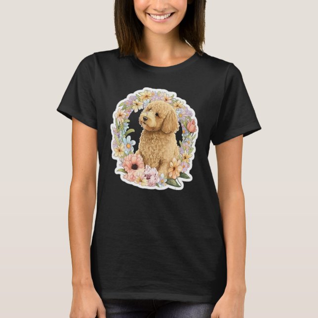 T-shirt Cute Golden Doodle Flower summer Floral Goldendood (Devant)