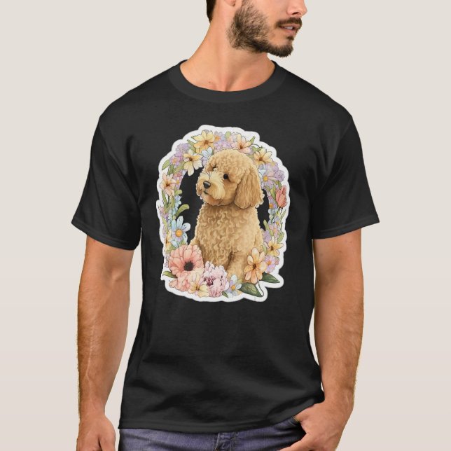 T-shirt Cute Golden Doodle Flower summer Floral Goldendood (Devant)