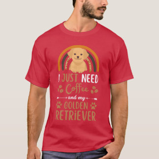 T-shirt Cute golden retriever coffee dog cafe kawaii retro