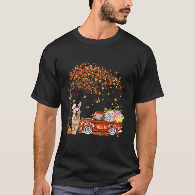 T-shirt Cute Golden Retriever Egg Tree Easter Day Dog Dad (Devant)