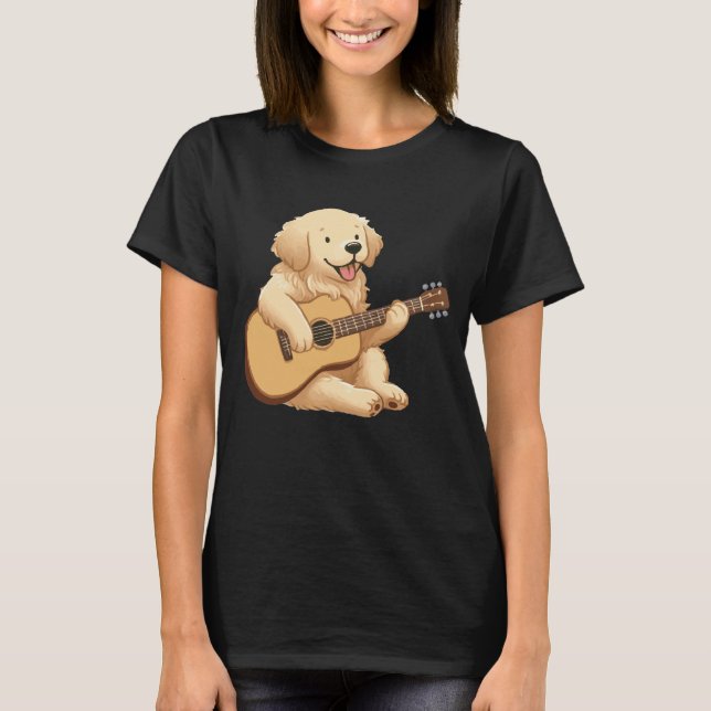 T-shirt Cute Golden Retriever jouant de la guitare (Devant)