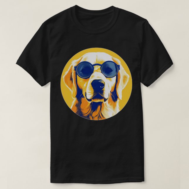 T-shirt Cute Golden Retriever portant des lunettes de sole (Design devant)