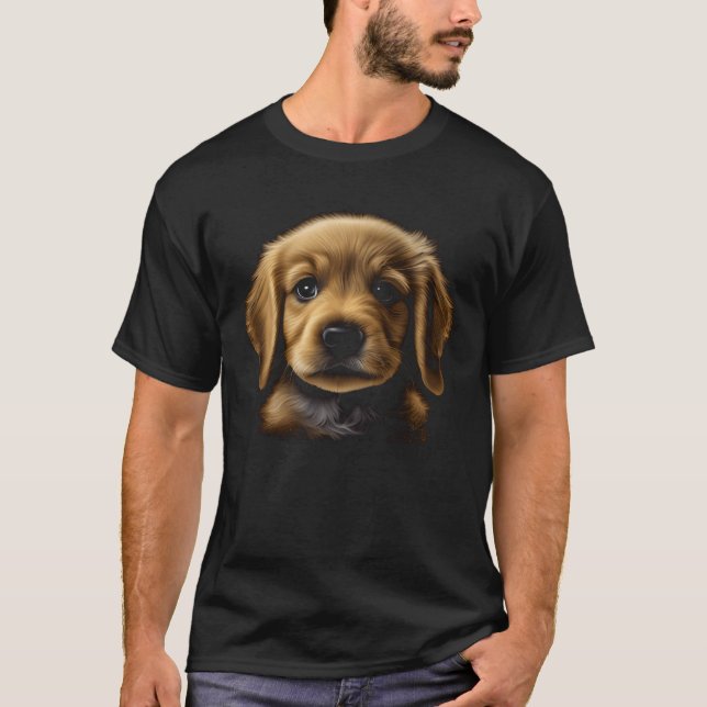 T-shirt Cute Golden Retriever Puppy Graphic for Men Women  (Devant)