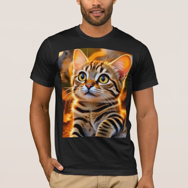 T-shirt Cute Golden Tabby Kitten – Cozy Autumn Cat Illustr (Devant)