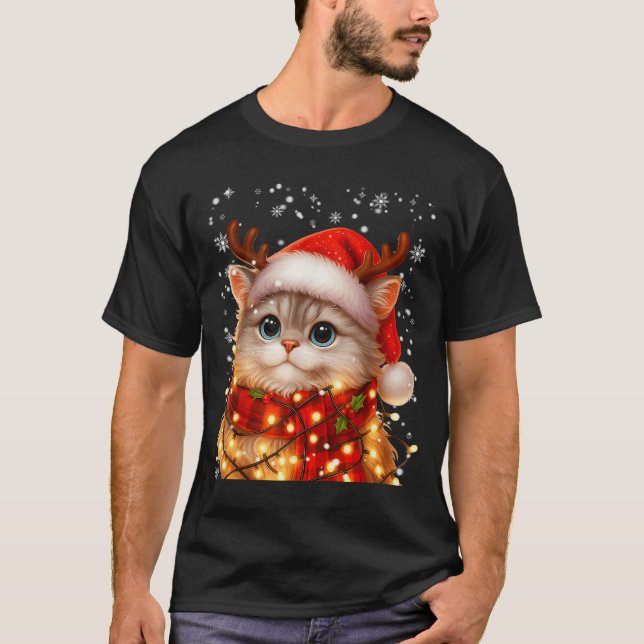 T-shirt Cute Graphic Cat Pajamas Pjs Christmas Xmas Women  (Devant)