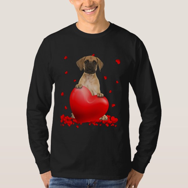 T-shirt Cute Great Dane Valentine Hearts  Dogs Hug Heart L (Devant)