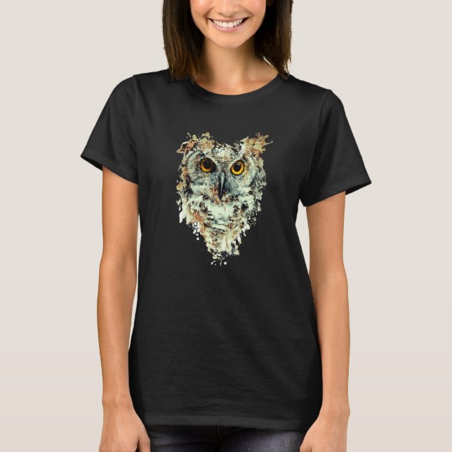 T-shirt Cute Great Horned Owls Artistic For Women Men Kids (Devant)