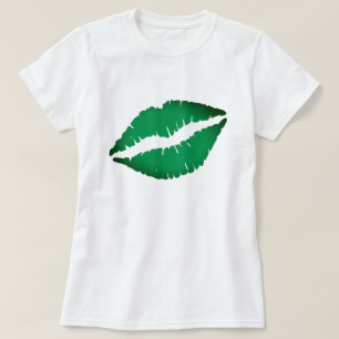 T-shirt Cute Green Lips Kiss Me Je suis Irlandais St Patri