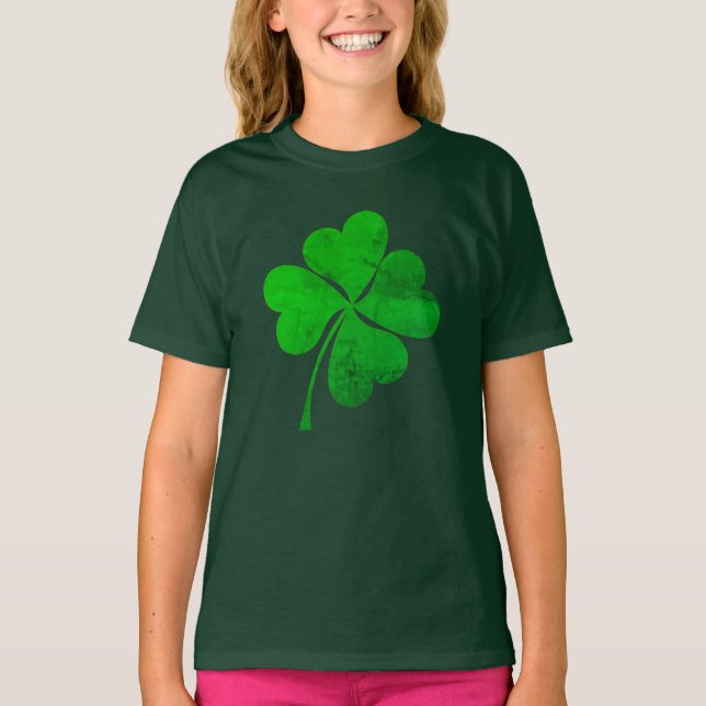 T-shirt Cute Green Lucky 4 feuille Clover St. Patrick's Da (Devant)