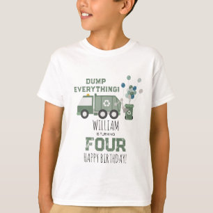 T-shirt Cute Green Recycling Camion Enfants Nom Âge Annive