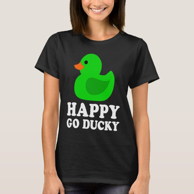 T-shirt Cute Green Rubber Duck Lover Lucky Go Ducky Funny  (Devant)