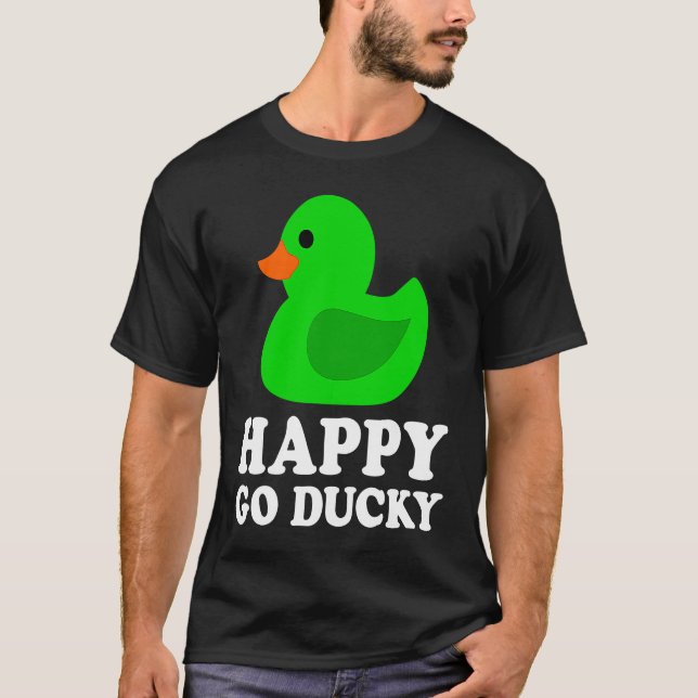 T-shirt Cute Green Rubber Duck Lover Lucky Go Ducky Funny  (Devant)
