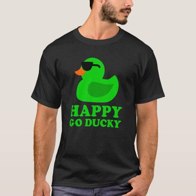 T-shirt Cute Green Rubber Duck Sunglasses Lucky Go Ducky (Devant)