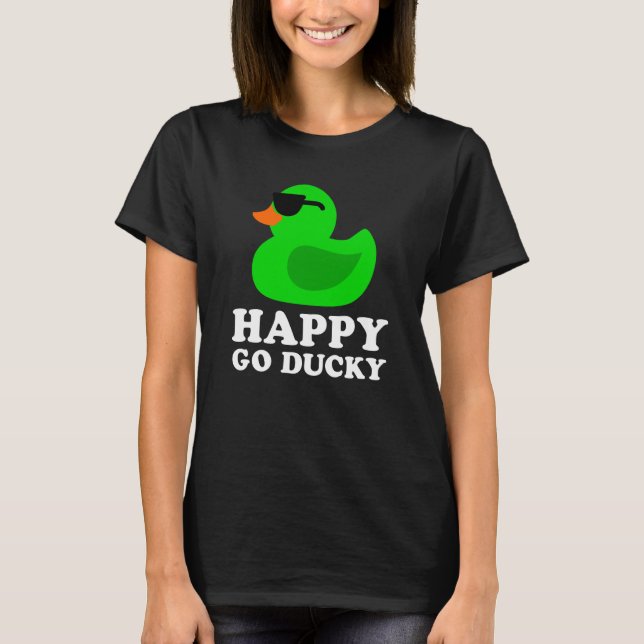T-shirt Cute Green Rubber Duck Sunglasses Lucky Go Ducky   (Devant)