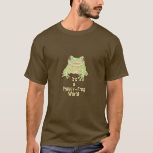T-shirt Cute Green Tree Frog - Froggy-Frog World texte.