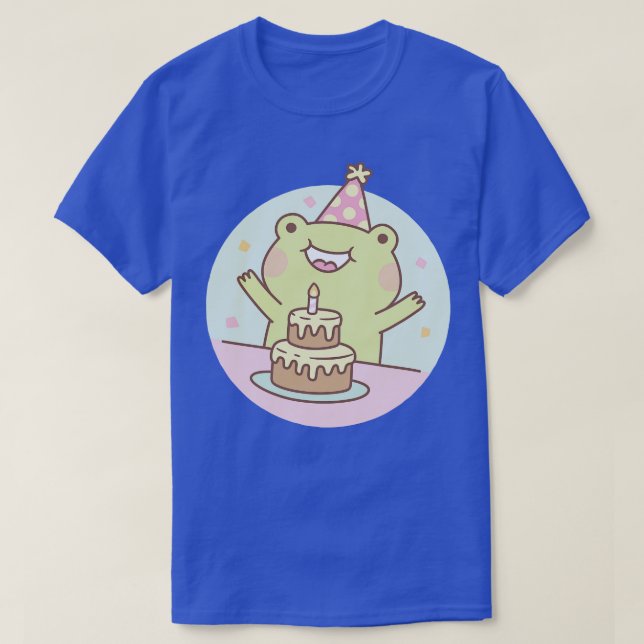 T-shirt Cute Grenouille Anniversaire Fête Et Gâteau (Design devant)