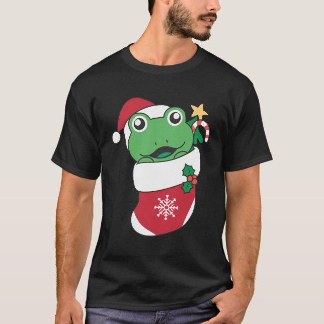 T-shirt Cute Grenouille Dans Le Choc De Noël Pour La Greno (Devant)
