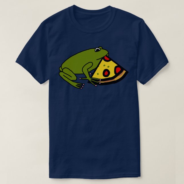 T-shirt Cute grenouille verte avec tranche de pizza (Design devant)