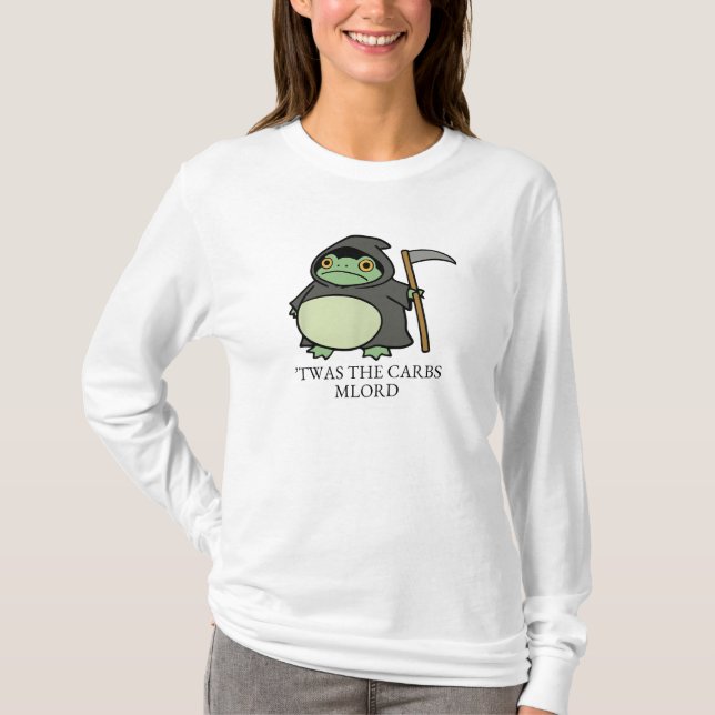 T-shirt Cute Grim Reaper Frog - ’Twas Carbs M’Lord (Devant)