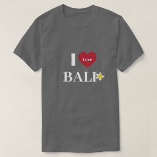 T-shirt Cute gris foncé "I Heart Bali" Frangipani Unisex