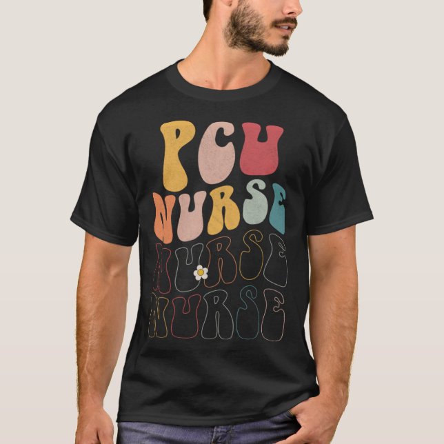 T-shirt Cute Groovy PCU Nurse RN ICU ER Pediatric (Devant)
