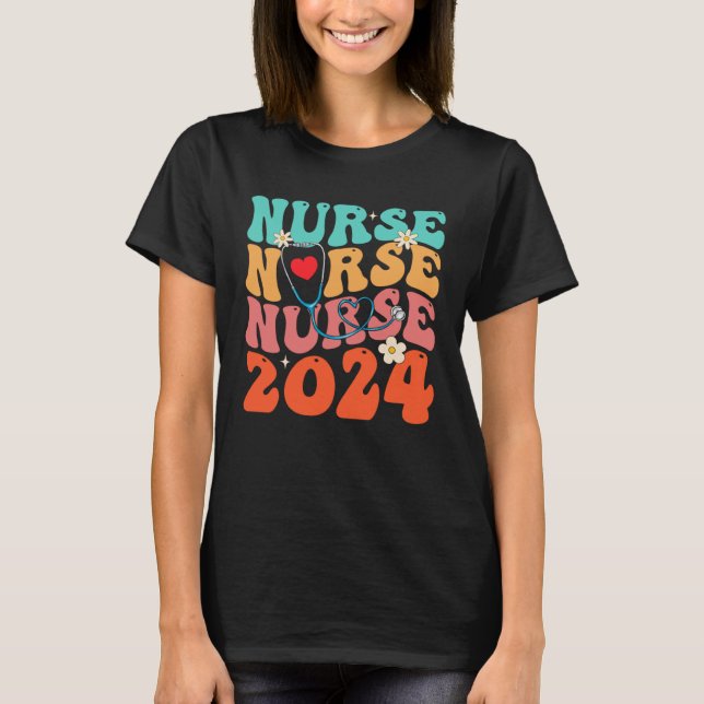 T-shirt Cute Groovy Stethoscope Nurse Life Nursing Nurse W (Devant)
