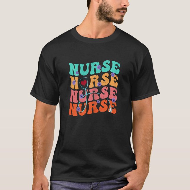 T-shirt Cute Groovy Stethoscope Nurse Life Nursing Nurse W (Devant)