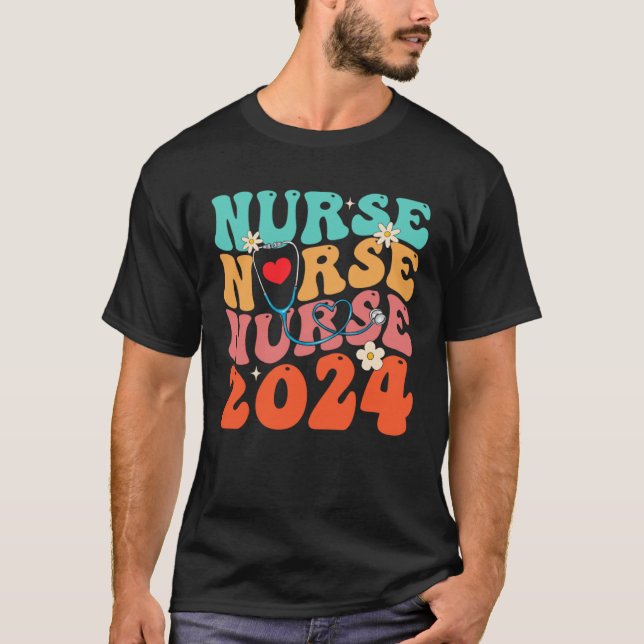 T-shirt Cute Groovy Stethoscope Nurse Life Nursing Nurse W (Devant)