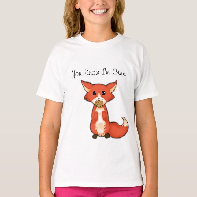 T-shirt Cute Gros Gros Renard Oeil Manger Un Cookie (Devant)