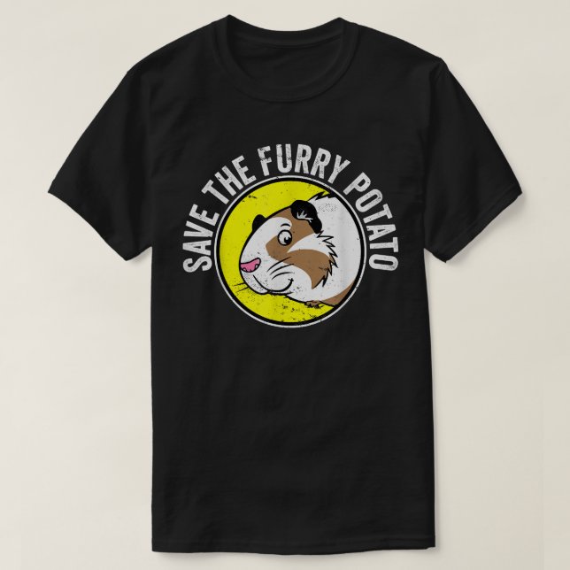 T-shirt Cute Guinea Pig I Save the Furry Potato (Design devant)