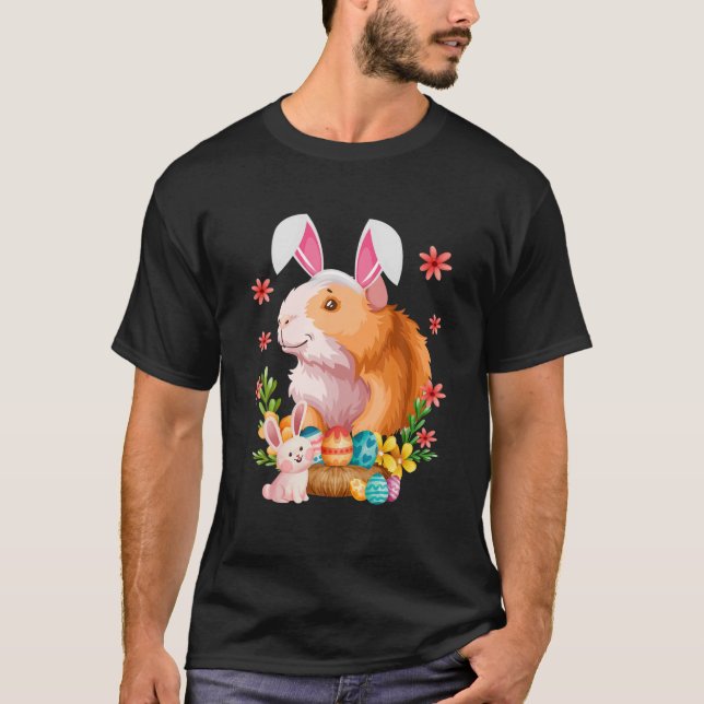 T-shirt Cute Guinée Pig Easter Day Bunny Eggs Easter Costu (Devant)