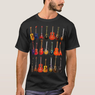 T-shirt Cute Guitar Rock N Roll Instruments de musique Cad