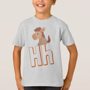 T-shirt Cute H Pour Cheval - Enfants Anglais ABCD Alphabet