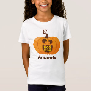 T-Shirt Cute Halloween Boo Crew Funny Orange Citrouille