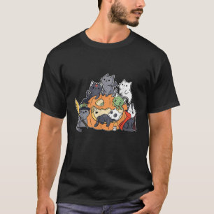 T-shirt Cute Halloween Chat Citrouille Maison Hommes Femme