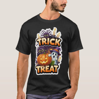 T-shirt Cute Halloween illustration with ghost pumpkin spi