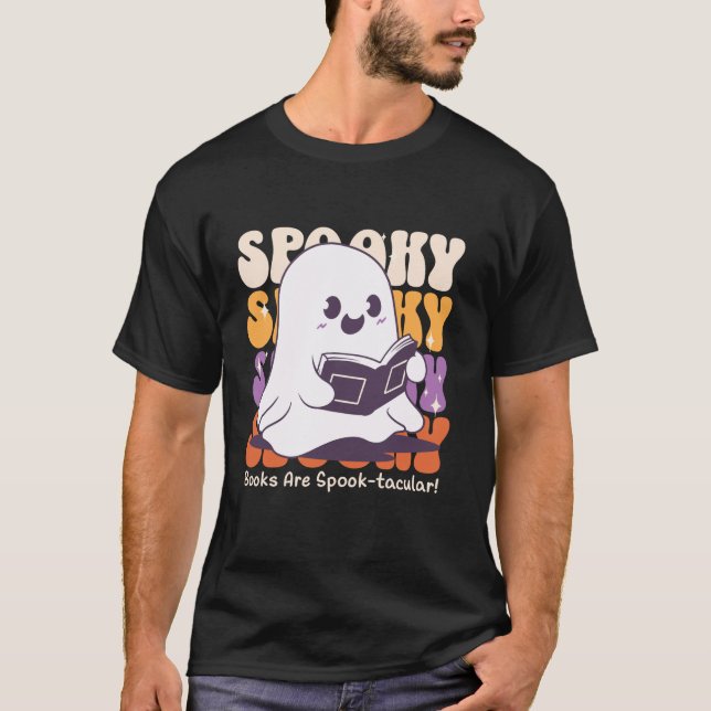 T-shirt Cute Halloween Lecture Livres Ghost Witch Éffrayan (Devant)