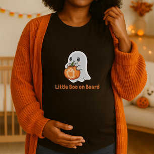 T-shirt Cute Halloween Pregnant Little Boo à bord